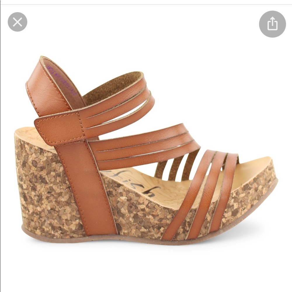 Blowfish Malibu Whiskey platform wedge sandals size 8 women